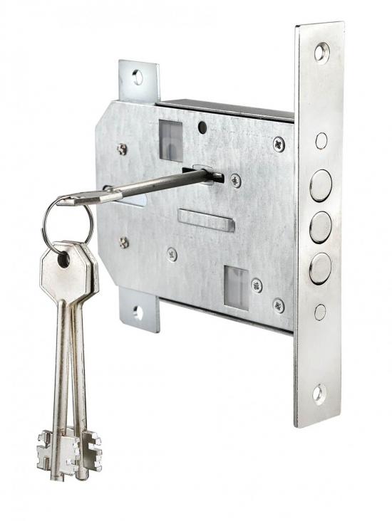 Замок врезной для двери 1355-1 с креплением под направляющие. Аналог (CLASS-GS-SM-009 T) мастер 3 ключа