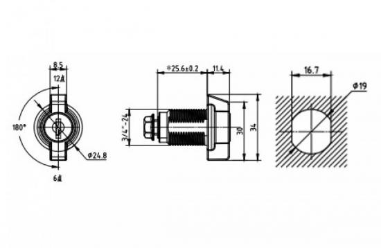 Замок мебельный 4088-3 KD (цв. черный)
