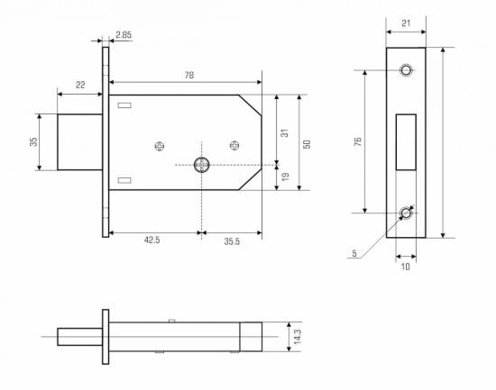 Врезной замок для двери FAYN-105F