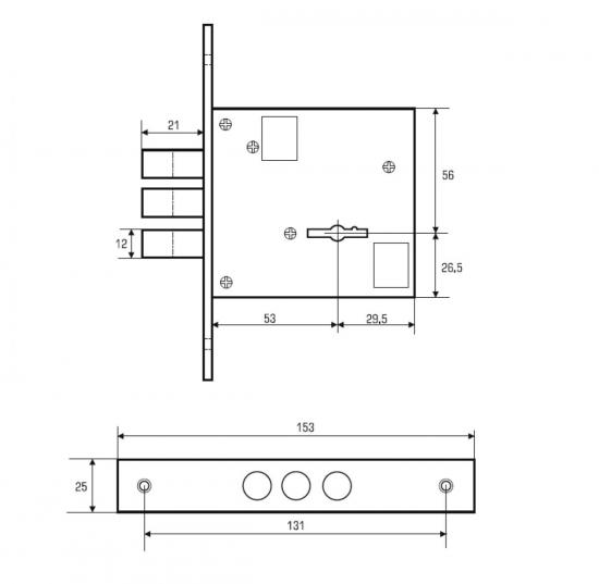 Замок для дверей врезной, мастер 3 ключа врезной 1355 Аналог (CLASS-GS-SM-009)
