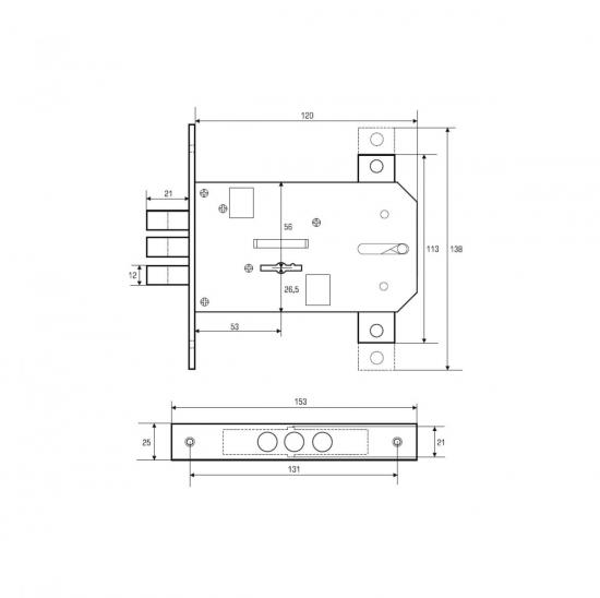 Замок врезной 1739 противопожарный