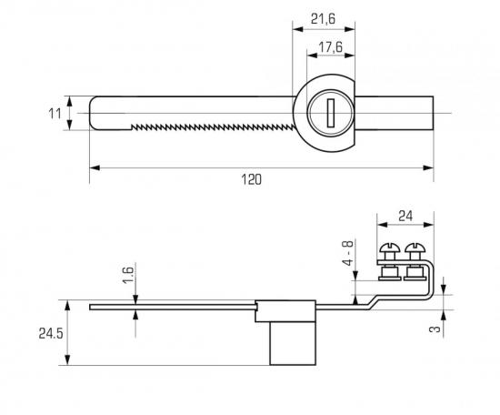 Замок витринный 805 реечный (140мм) вс